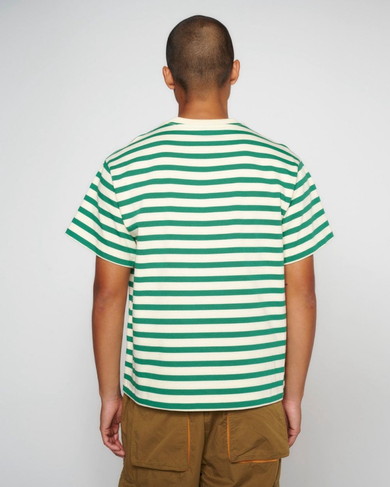 Light Green Brain Dead Organic Striped T-Shirt | USA KLZM37056