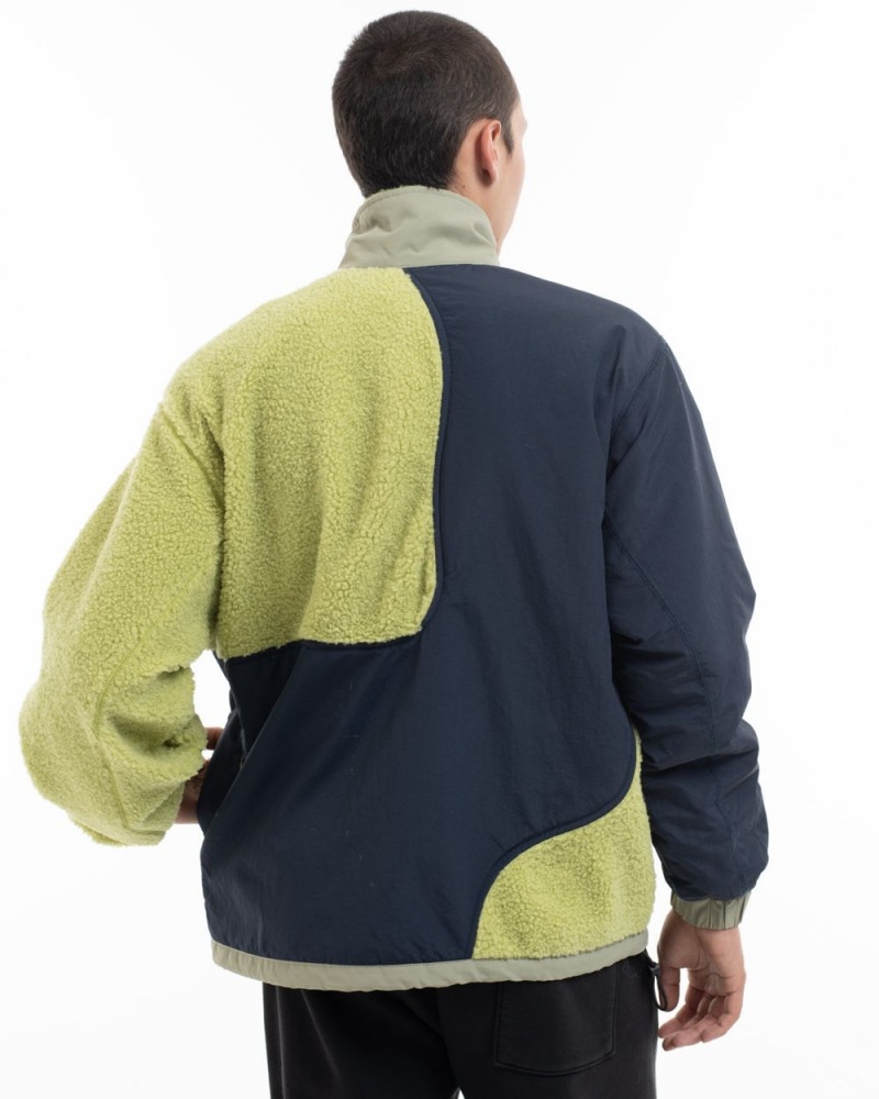 Light Green Brain Dead Paneled Sherpa Full Zip Jacket | USA CTEI85219