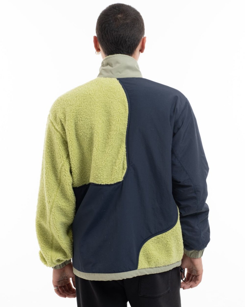 Light Green Brain Dead Paneled Sherpa Full Zip Jacket | USA CTEI85219