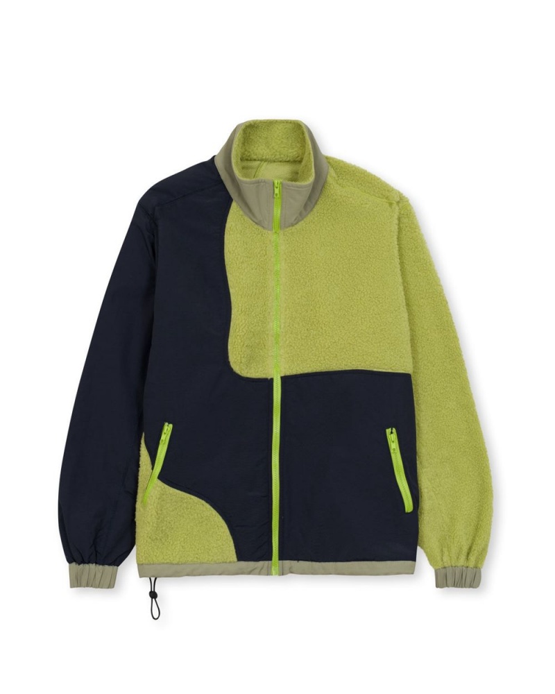 Light Green Brain Dead Paneled Sherpa Full Zip Jacket | USA CTEI85219