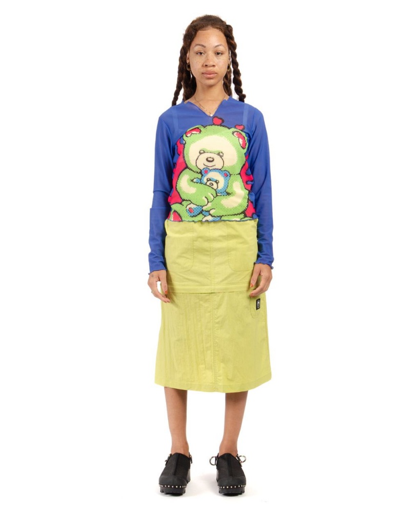 Light Green Brain Dead Washed Out Convertible Skirt | USA LNMS60579