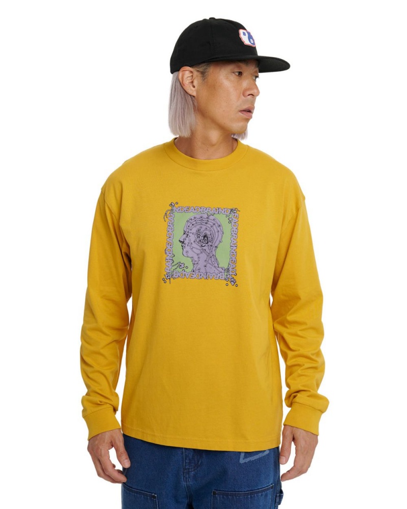 Mustard Brain Dead Brain Scanner Long Sleeve T-Shirt | USA SOMG98326