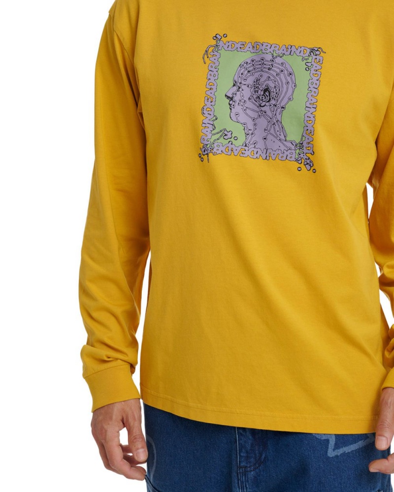 Mustard Brain Dead Brain Scanner Long Sleeve T-Shirt | USA SOMG98326