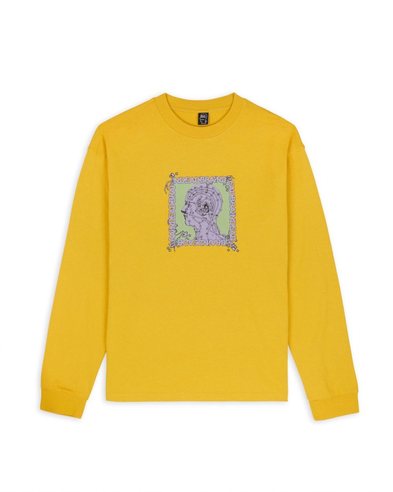 Mustard Brain Dead Brain Scanner Long Sleeve T-Shirt | USA SOMG98326