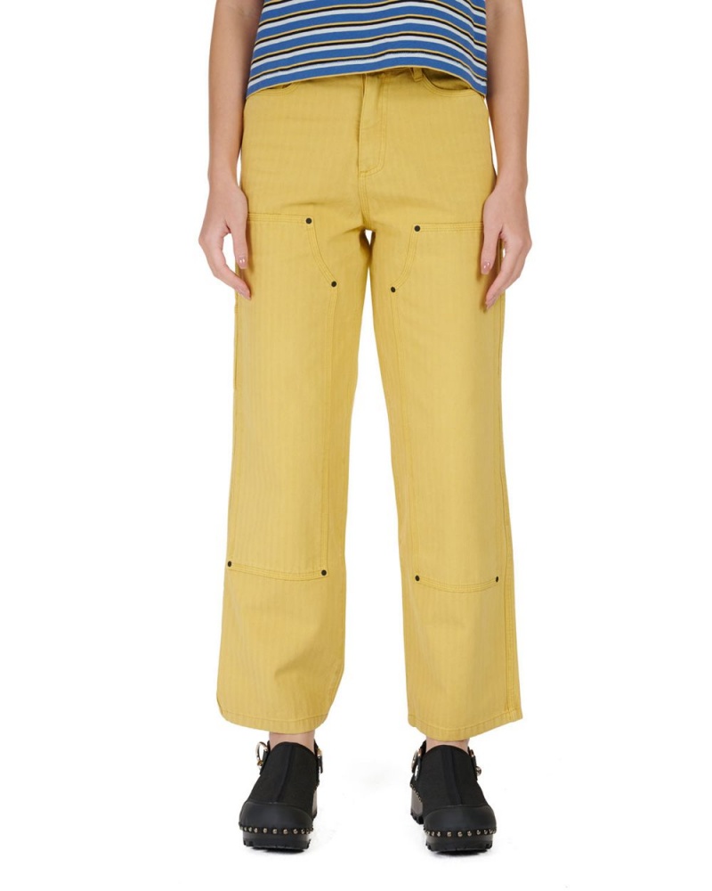 Mustard Brain Dead Herringbone Utility Pant | USA ZFTL85426