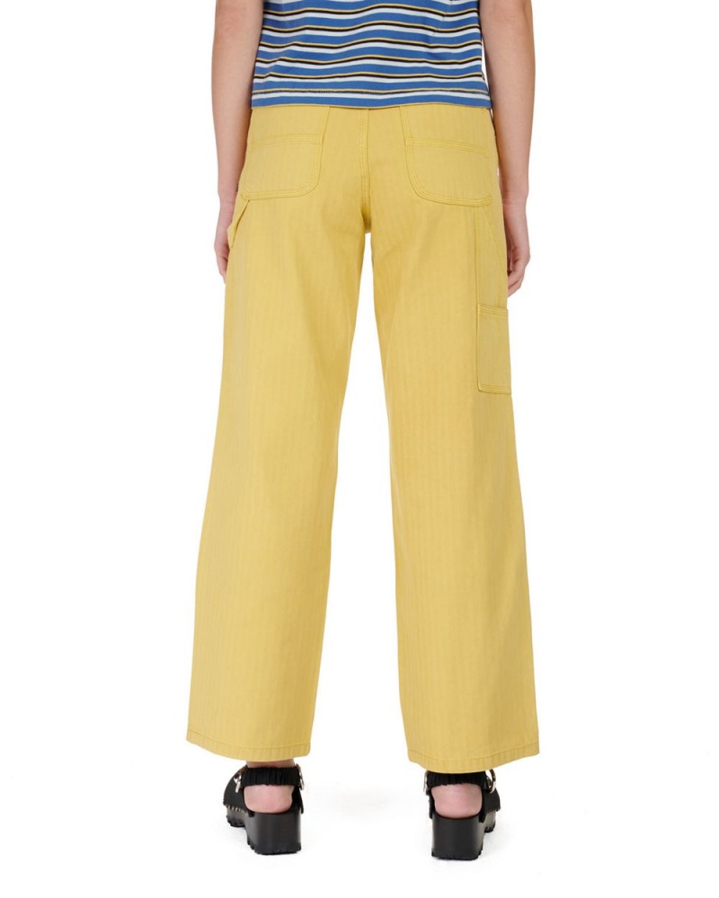 Mustard Brain Dead Herringbone Utility Pant | USA ZFTL85426