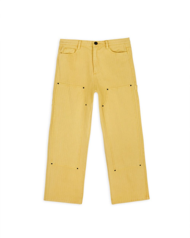 Mustard Brain Dead Herringbone Utility Pant | USA ZFTL85426