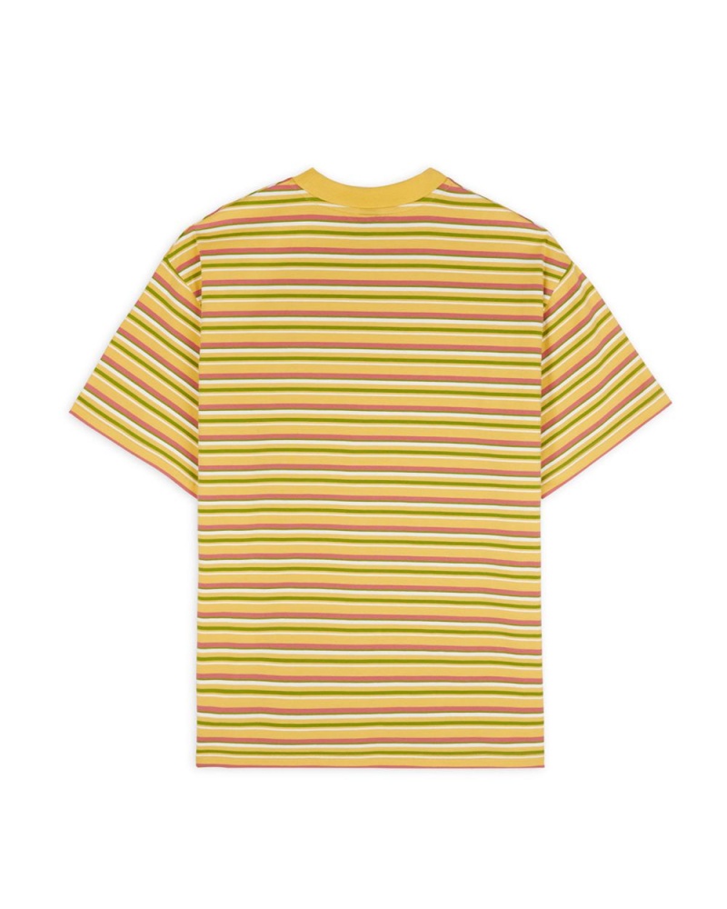 Mustard Brain Dead Nineties Blocked Striped T-Shirt | USA JDXC42065