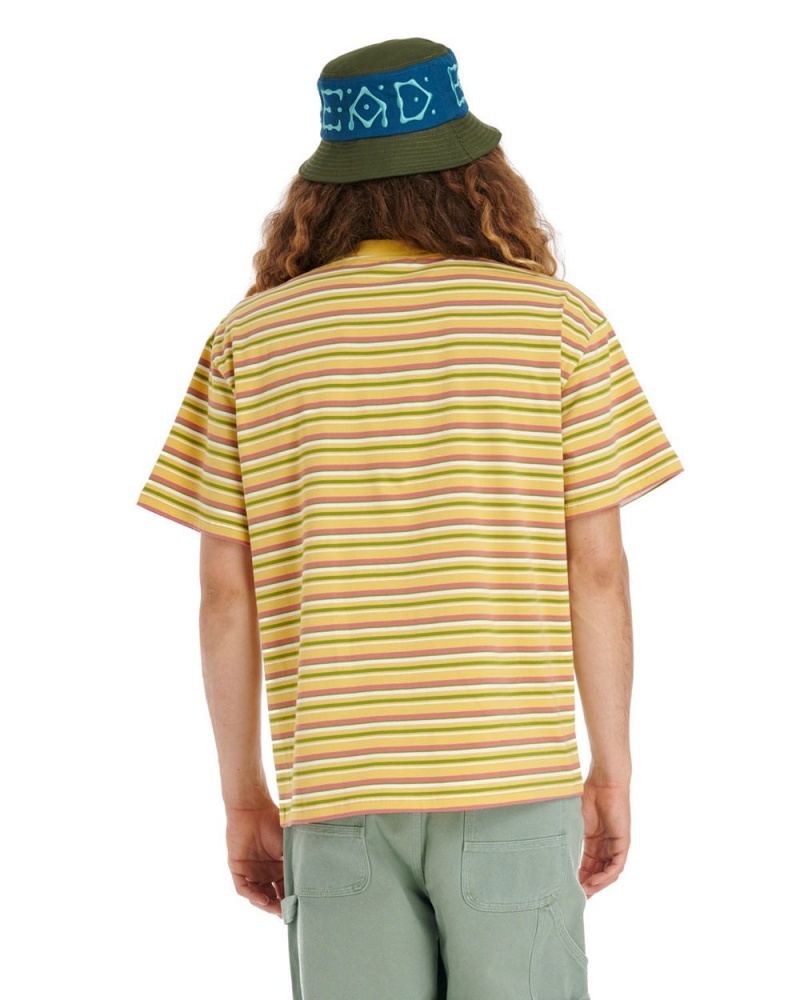 Mustard Brain Dead Nineties Blocked Striped T-Shirt | USA JDXC42065