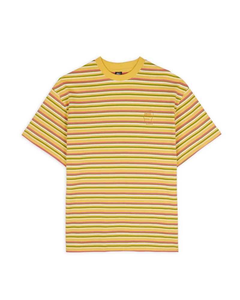 Mustard Brain Dead Nineties Blocked Striped T-Shirt | USA JDXC42065