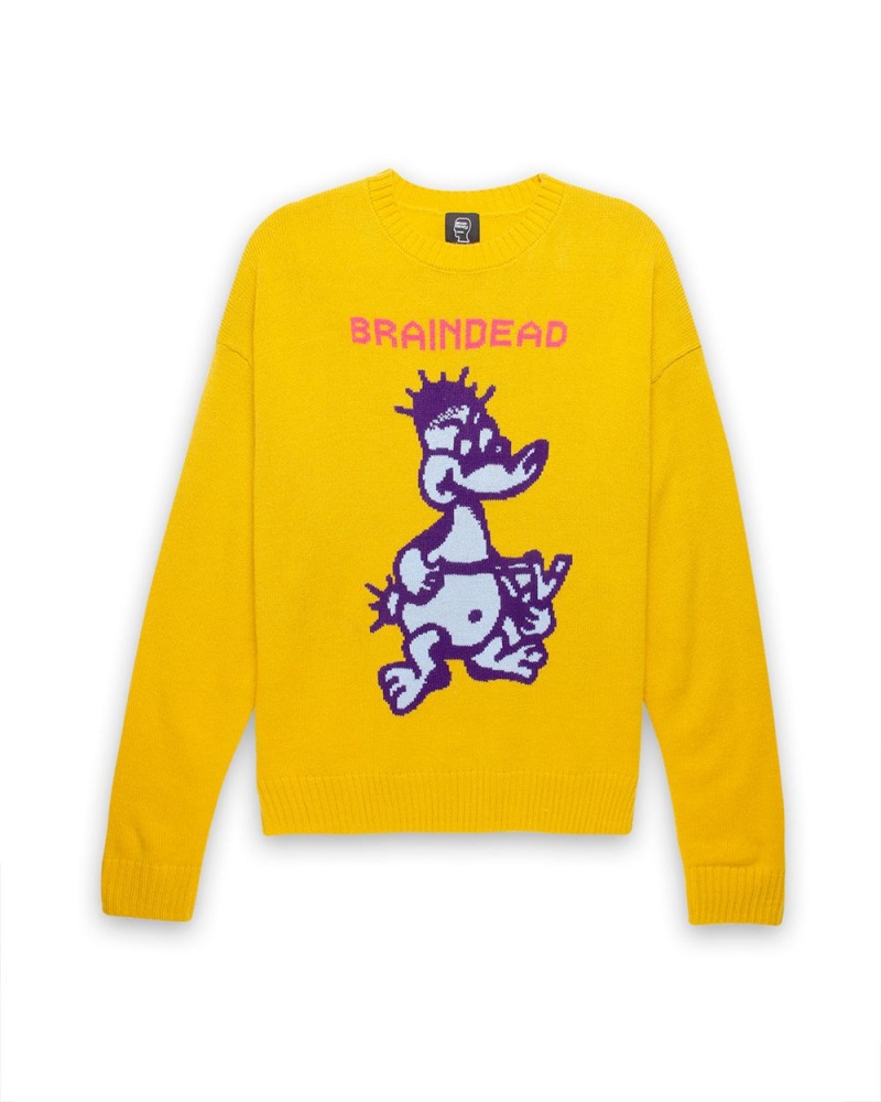 Mustard Brain Dead Slingshot Knit Sweater | USA MZVO92751