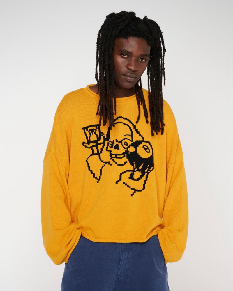 Mustard Brain Dead Tough Luck Oversized Boxy Sweater | USA ZMGD60834