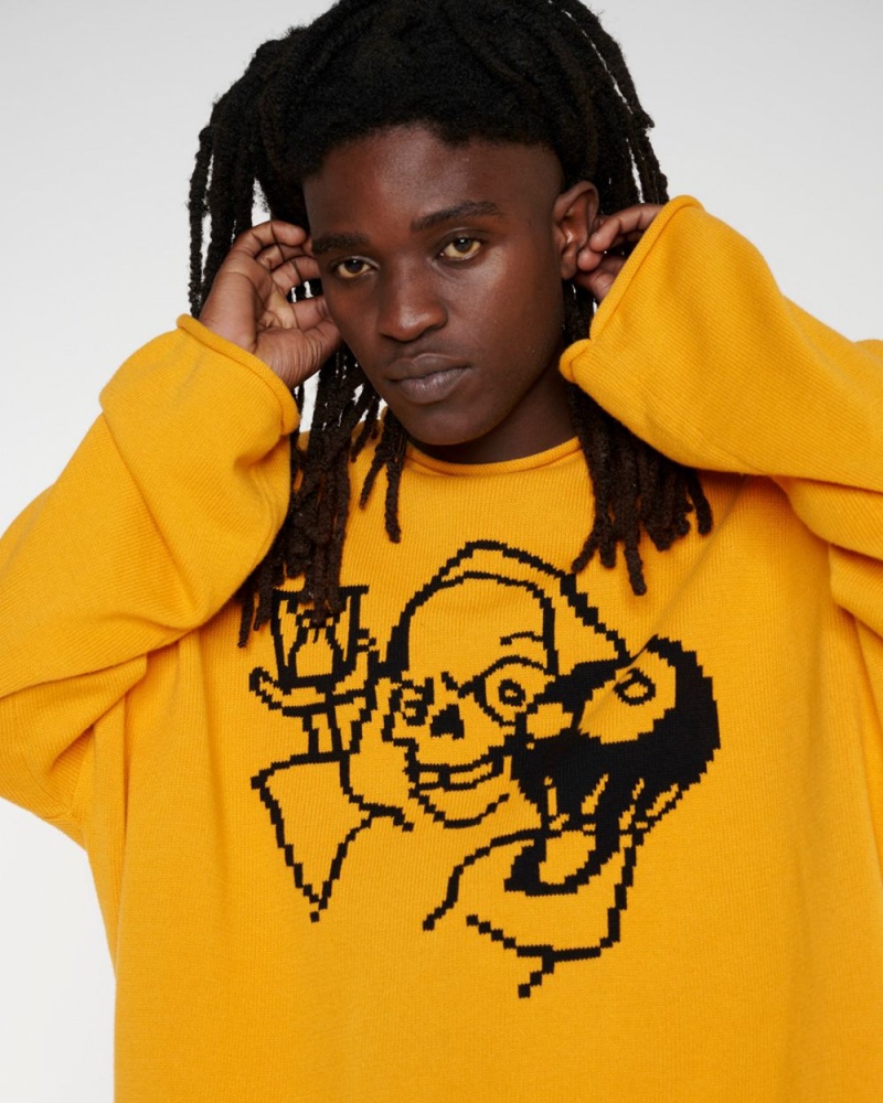 Mustard Brain Dead Tough Luck Oversized Boxy Sweater | USA ZMGD60834