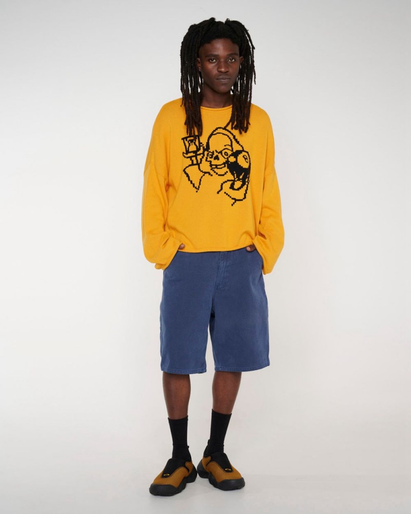 Mustard Brain Dead Tough Luck Oversized Boxy Sweater | USA ZMGD60834