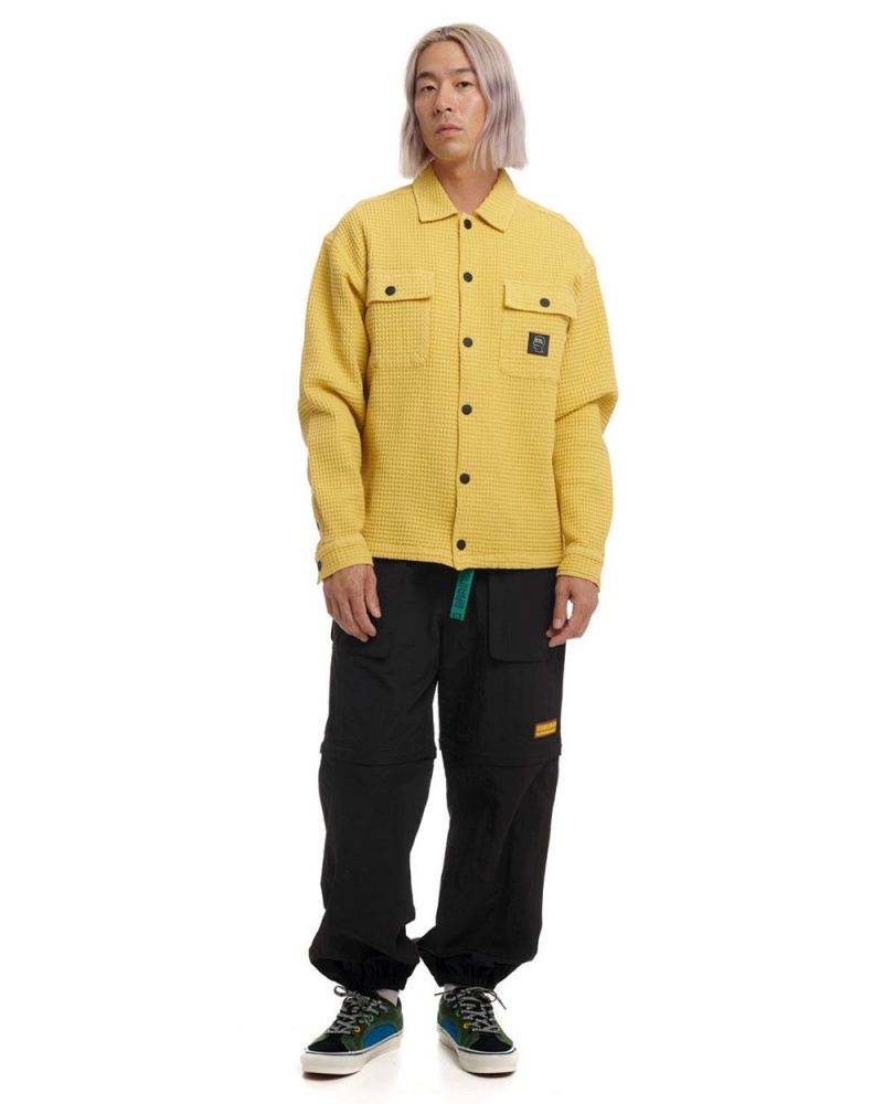 Mustard Brain Dead Waffle Snap Front Shirt | USA QCRS68415