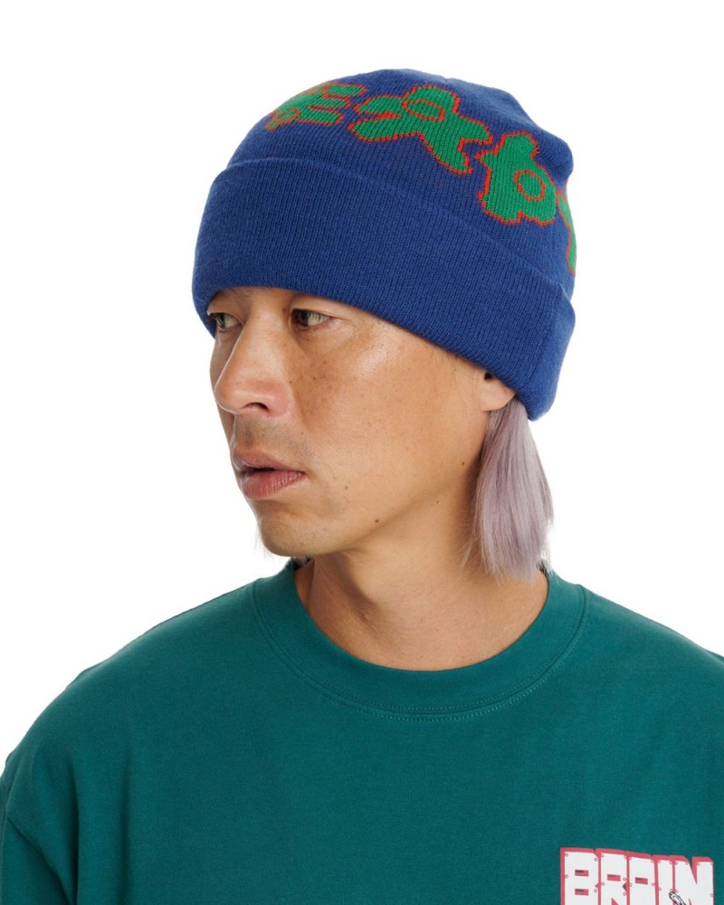 Navy Brain Dead Amoeba Wool Beanie | USA NOBR25387