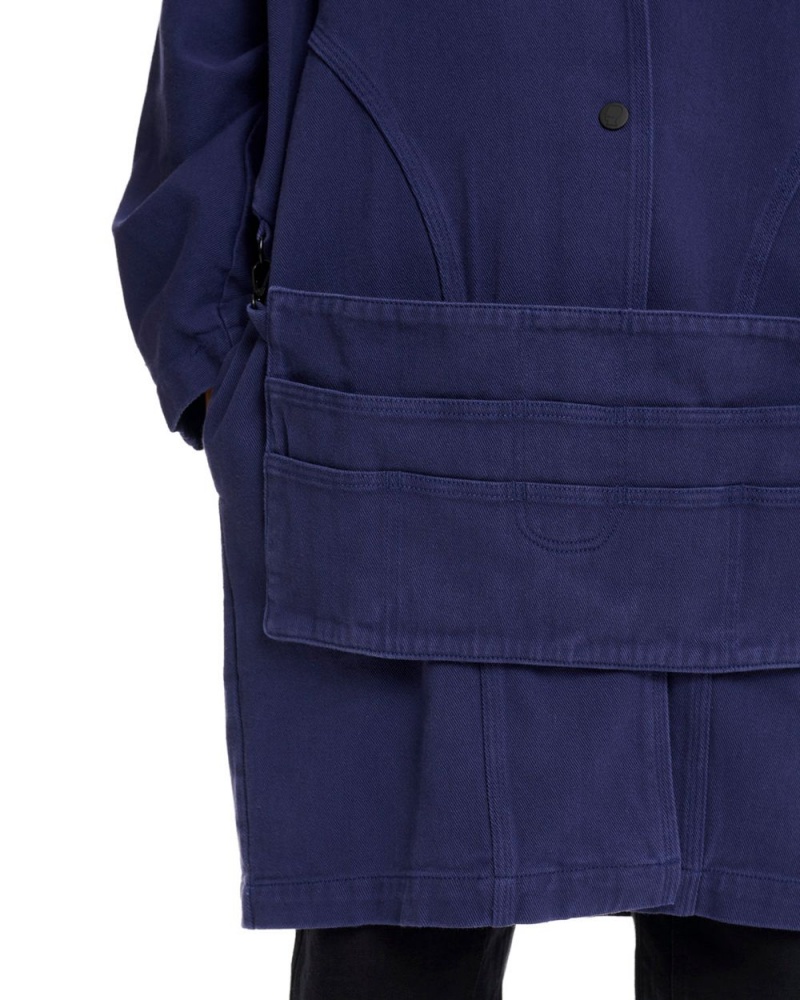 Navy Brain Dead Apron Coat Jacket | USA ZCWU50284