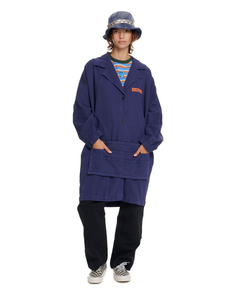 Navy Brain Dead Apron Coat Jacket | USA ZCWU50284