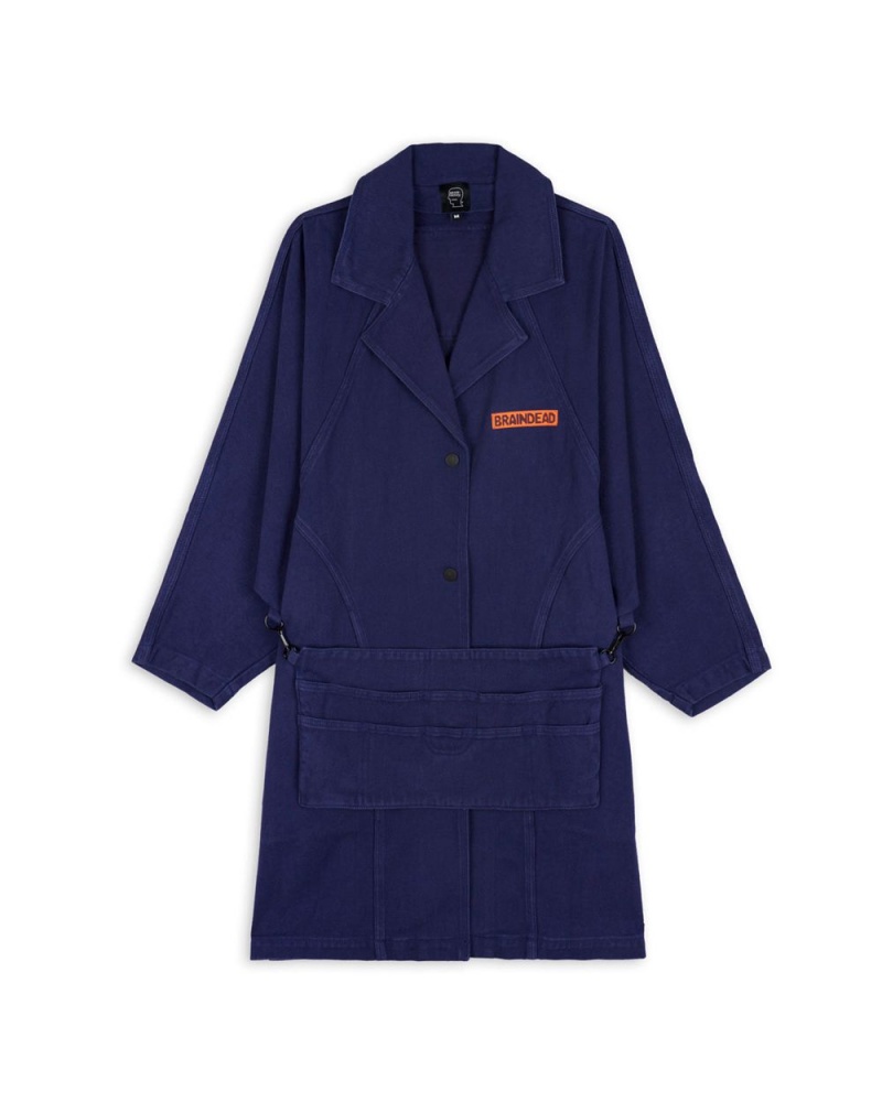 Navy Brain Dead Apron Coat Jacket | USA ZCWU50284