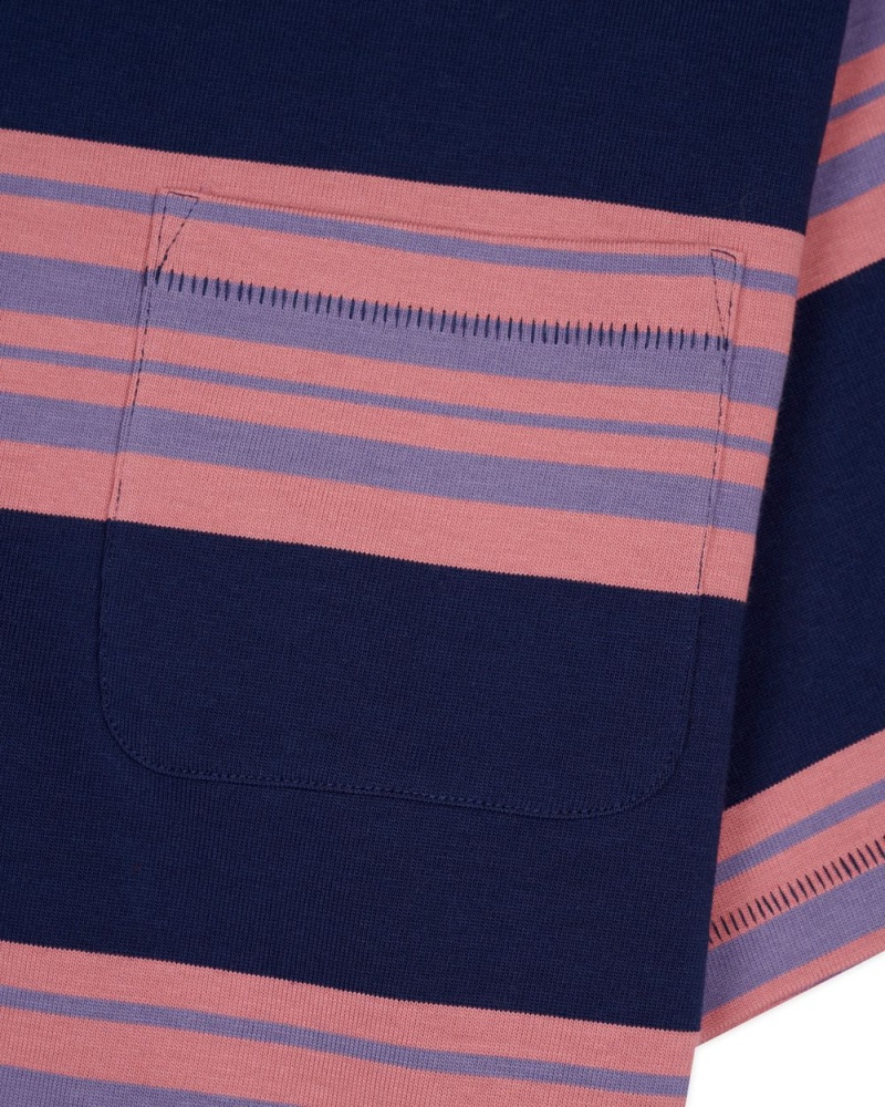 Navy Brain Dead Baker Striped Pocket T-Shirt | USA XCNT14053