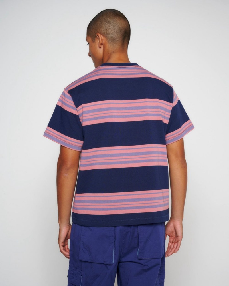 Navy Brain Dead Baker Striped Pocket T-Shirt | USA XCNT14053