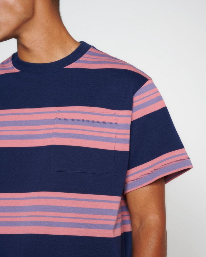 Navy Brain Dead Baker Striped Pocket T-Shirt | USA XCNT14053