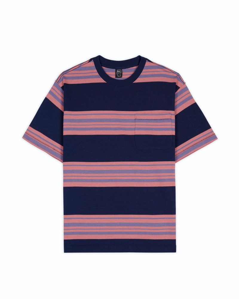 Navy Brain Dead Baker Striped Pocket T-Shirt | USA XCNT14053