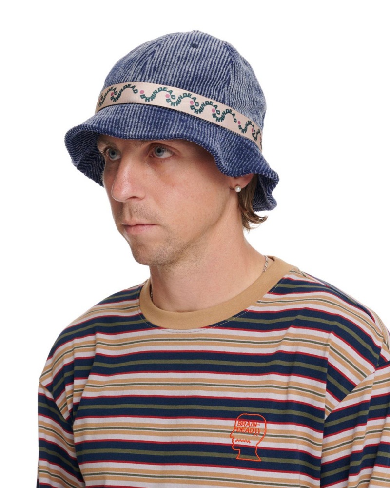 Navy Brain Dead Bd Wave Bell Bucket Hat | USA PMZB52910