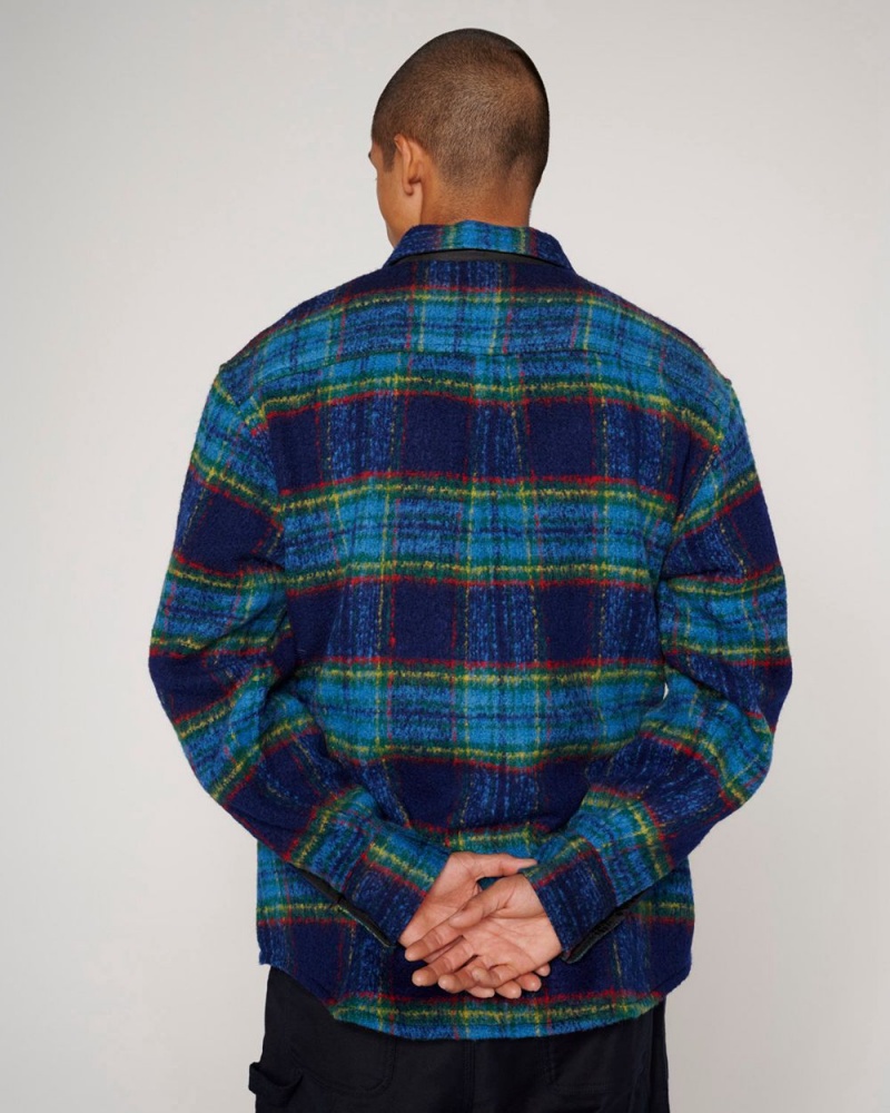 Navy Brain Dead Brushed Rancher Flannel Shirt | USA OHFJ40582