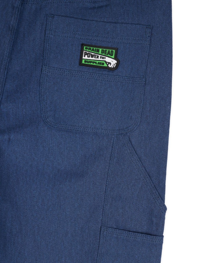 Navy Brain Dead Bull Denim Double Knee Utility Pant | USA CDJM05781