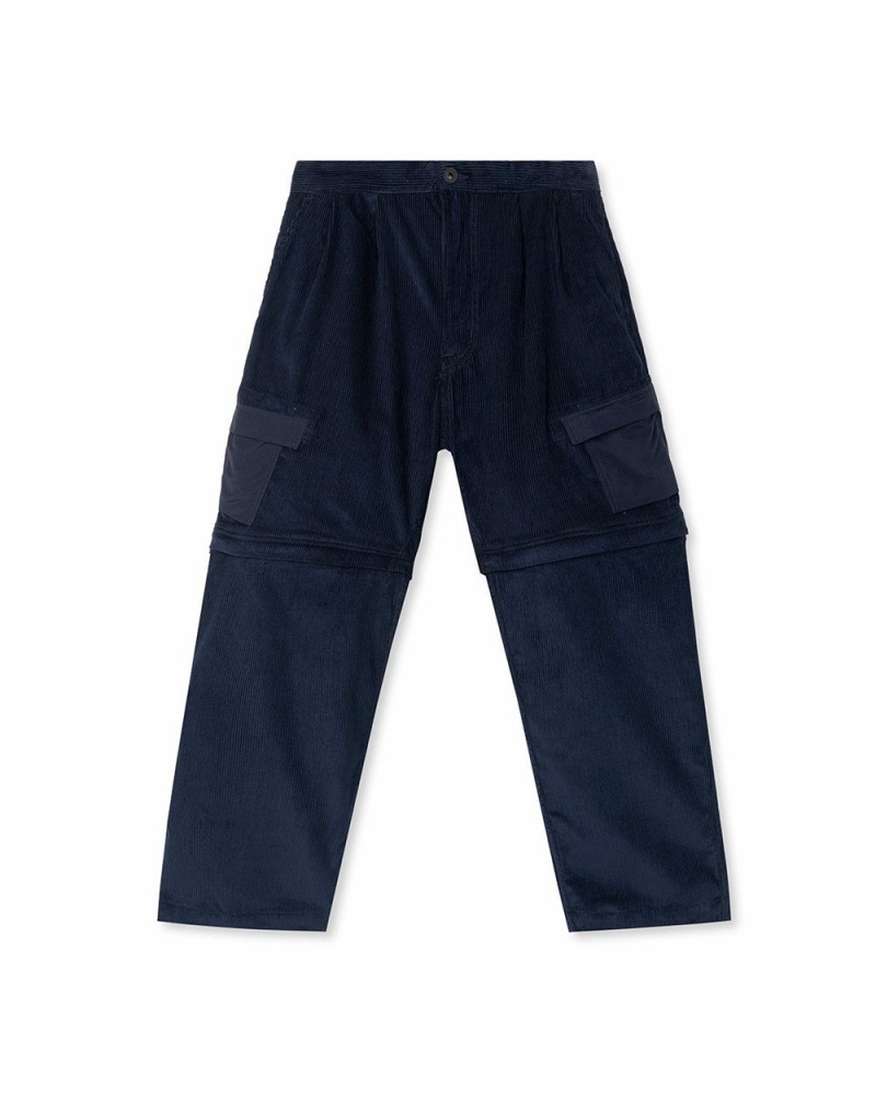 Navy Brain Dead Convertible Corduroy Zip Off Pant | USA JVGE90834