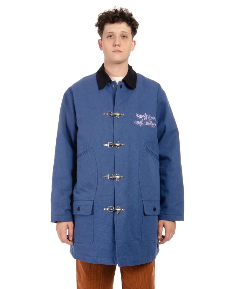 Navy Brain Dead Foraging Coat Jacket | USA QXOY90215