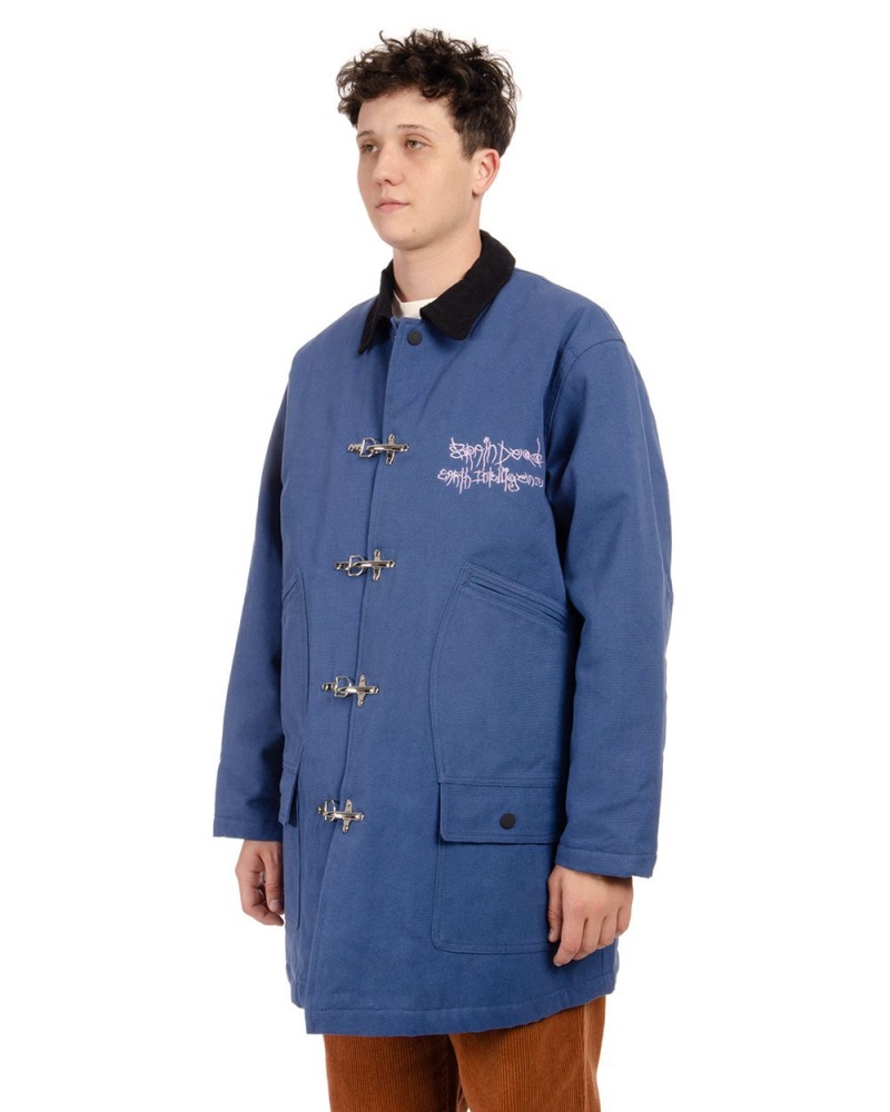 Navy Brain Dead Foraging Coat Jacket | USA QXOY90215