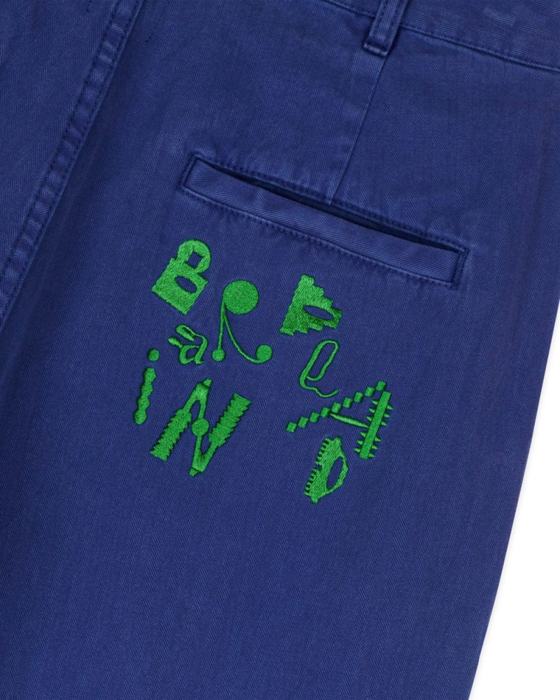 Navy Brain Dead Gastro Pigment Dyed Herringbone Pant | USA DQWC86153