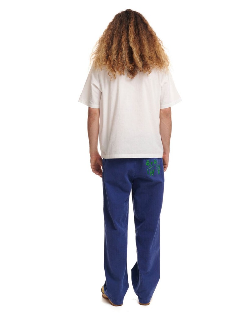 Navy Brain Dead Gastro Pigment Dyed Herringbone Pant | USA DQWC86153