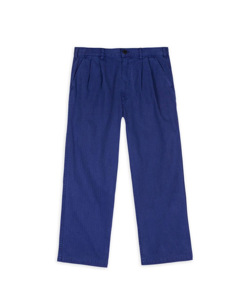 Navy Brain Dead Gastro Pigment Dyed Herringbone Pant | USA DQWC86153