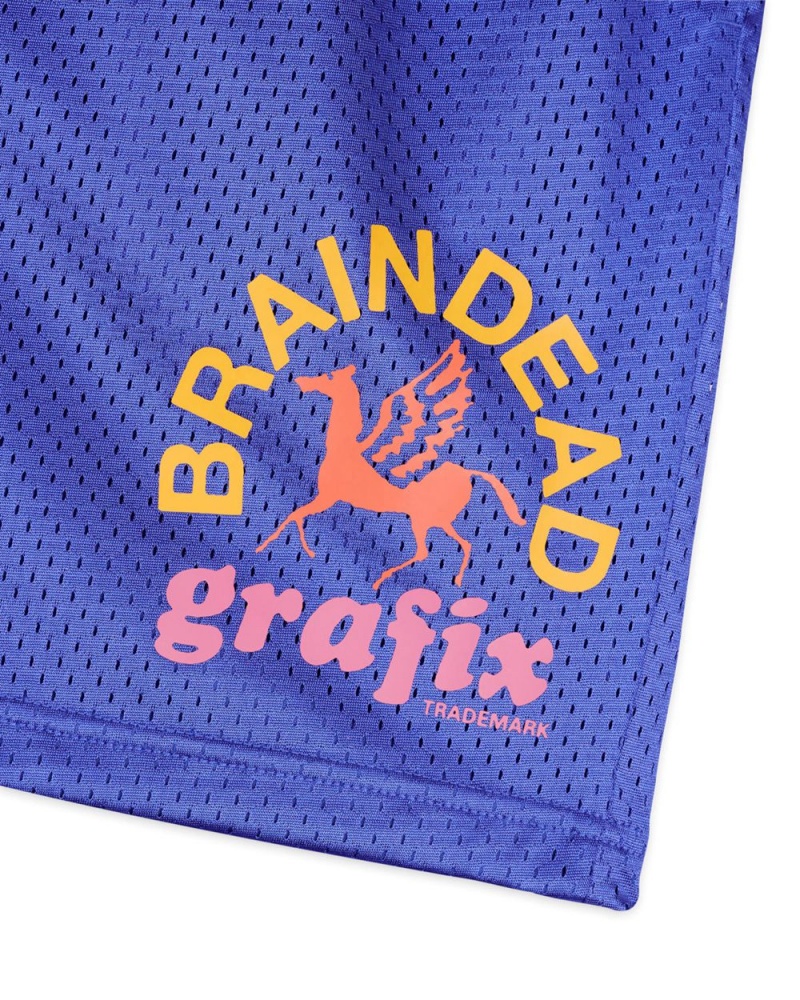 Navy Brain Dead Grafix Team Shorts | USA MFWR46913