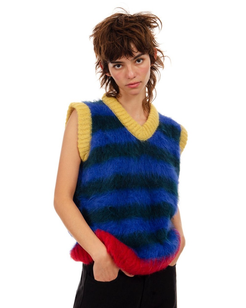 Navy Brain Dead Lulu Knit Sweater Vest | USA VTEY30541