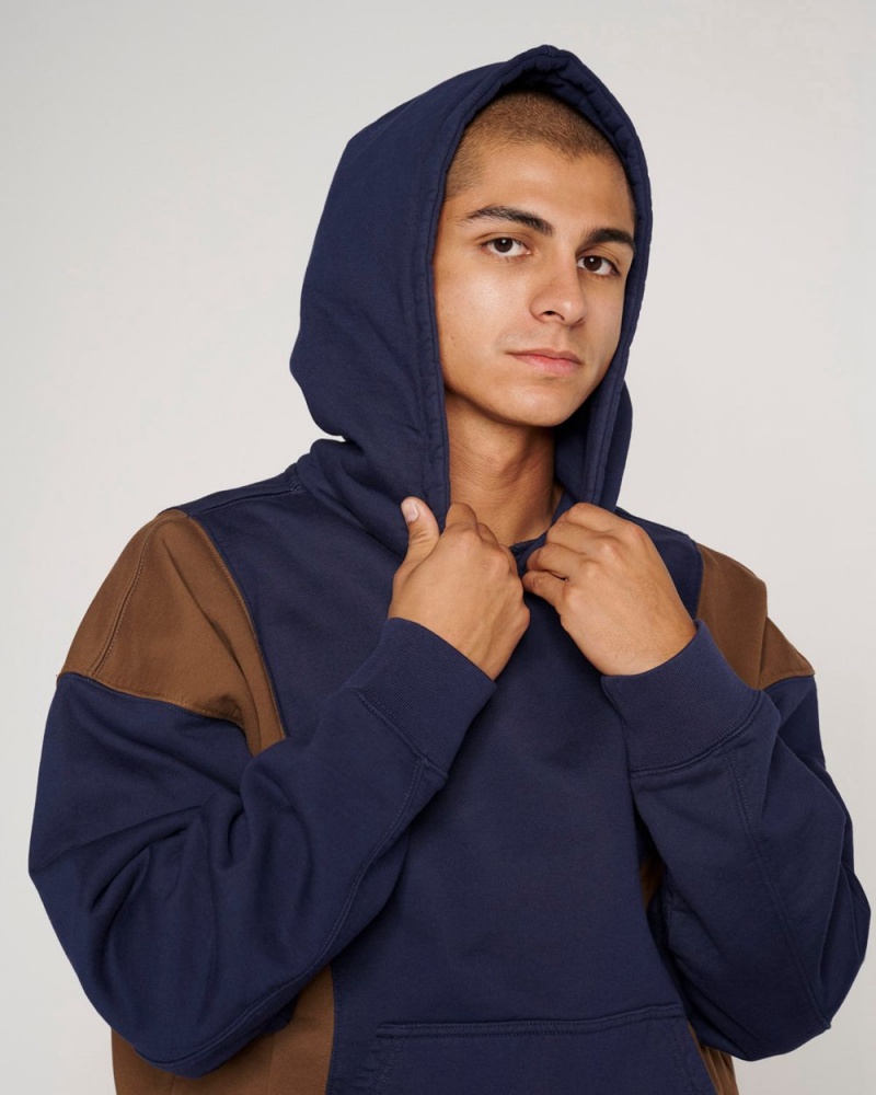 Navy Brain Dead Mendoza Cropped Hoodie | USA CAKG10328