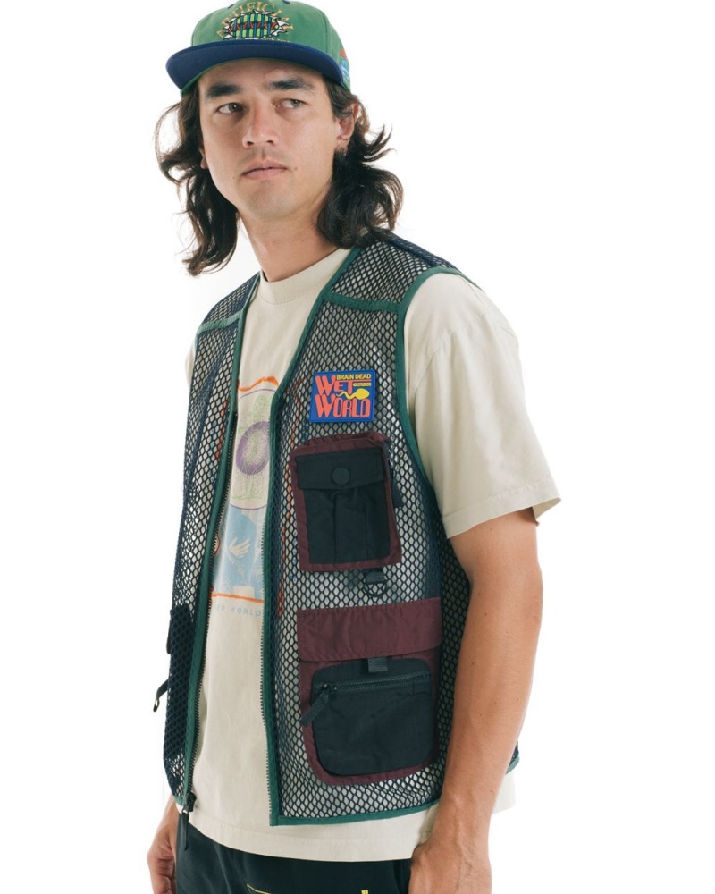 Navy Brain Dead Mesh Fisherman Vest | USA BSGN45236