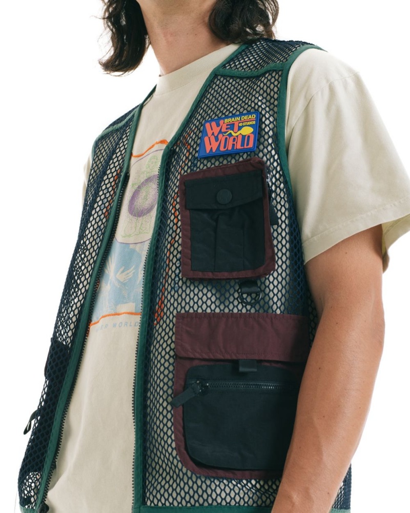 Navy Brain Dead Mesh Fisherman Vest | USA BSGN45236