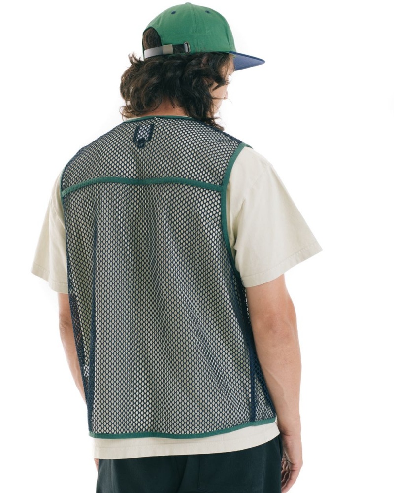 Navy Brain Dead Mesh Fisherman Vest | USA BSGN45236