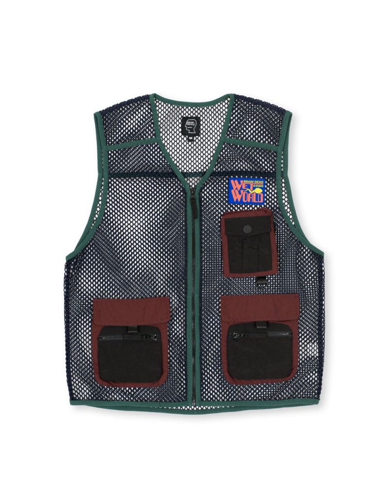 Navy Brain Dead Mesh Fisherman Vest | USA BSGN45236