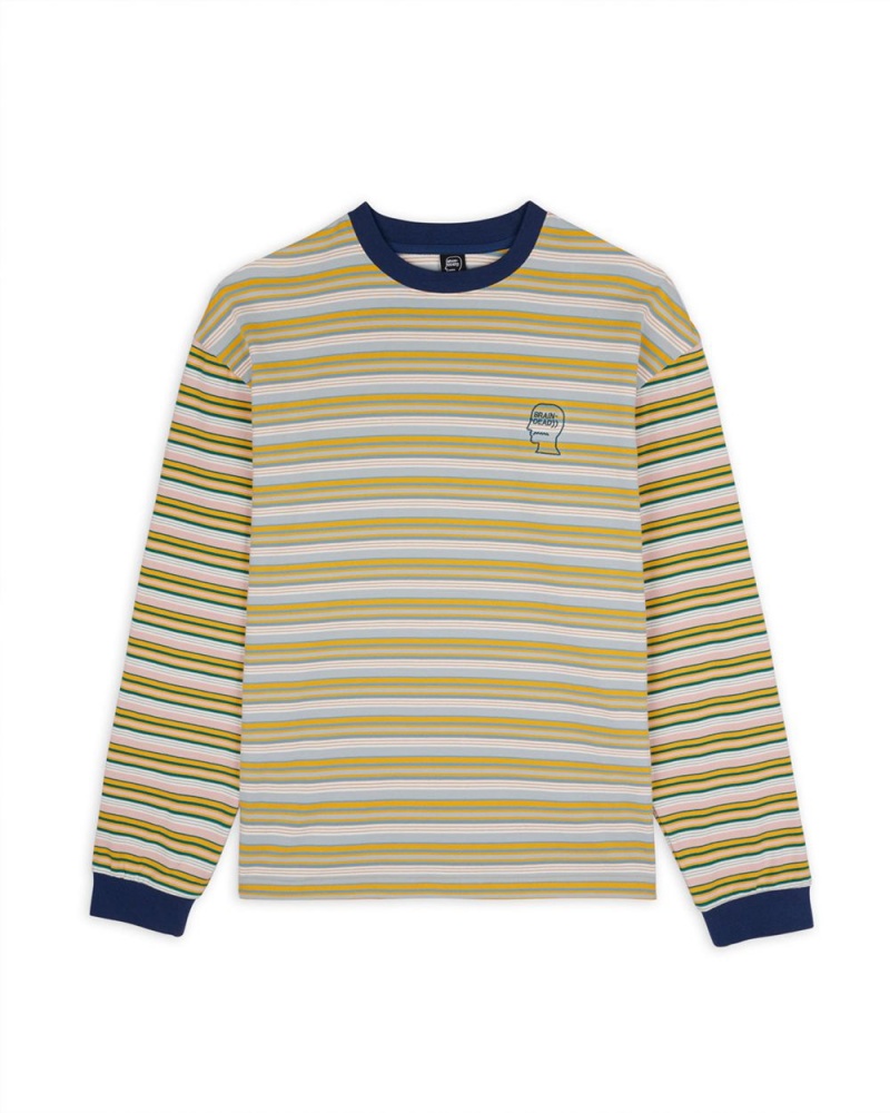 Navy Brain Dead Nineties Blocked Striped Long Sleeve T-Shirt | USA NHSR72064