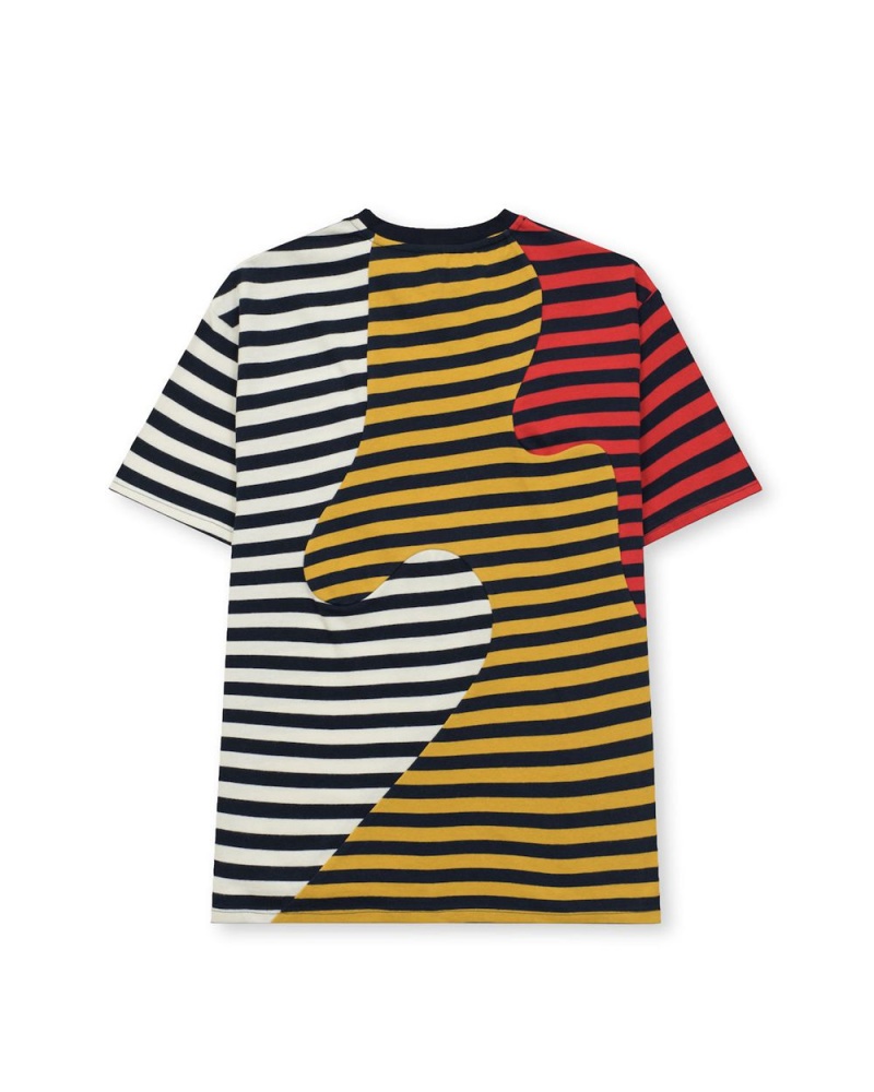 Navy Brain Dead Organic Paneled Stripe T-Shirt | USA XASZ95742