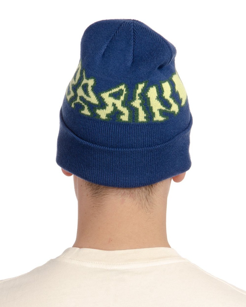 Navy Brain Dead Prehistoric Logo Wool Beanie | USA DCFN80152