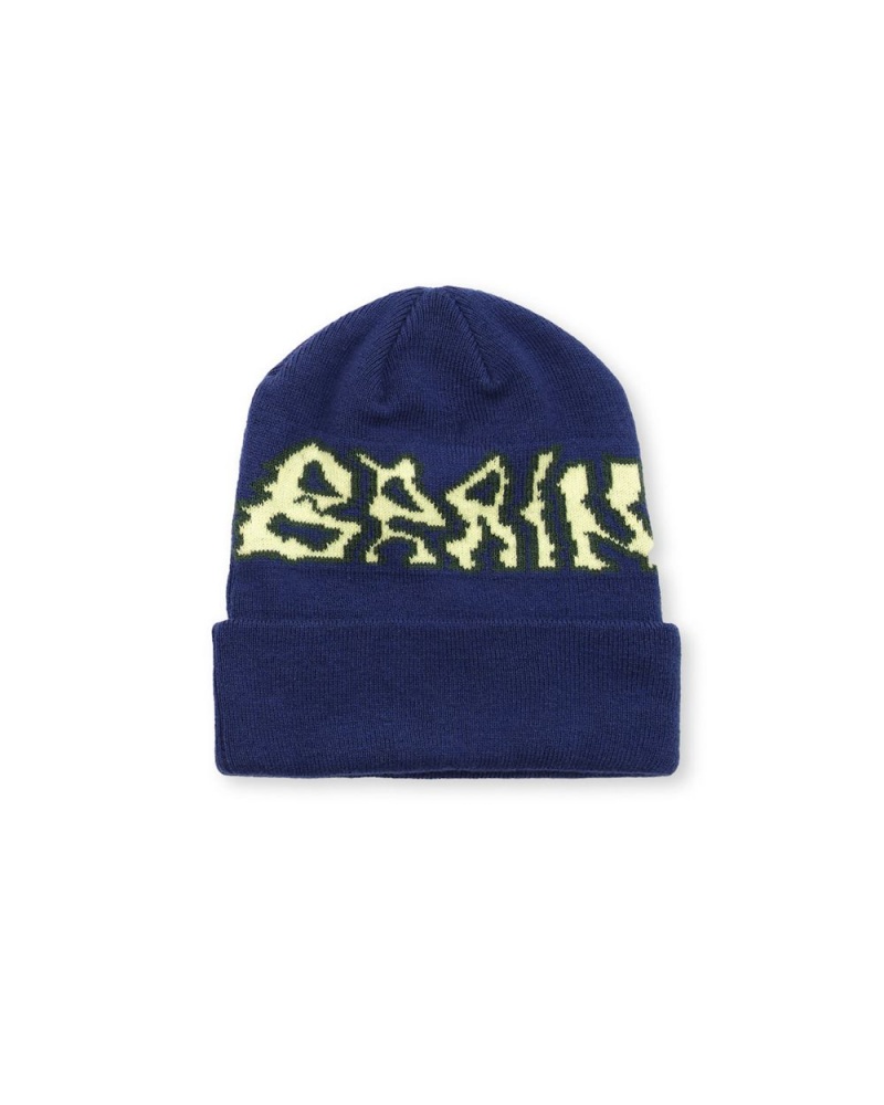 Navy Brain Dead Prehistoric Logo Wool Beanie | USA DCFN80152