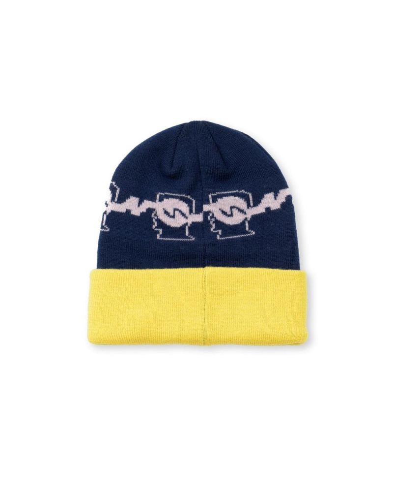 Navy Brain Dead Running Logo Head Wool Beanie | USA AHCG37069