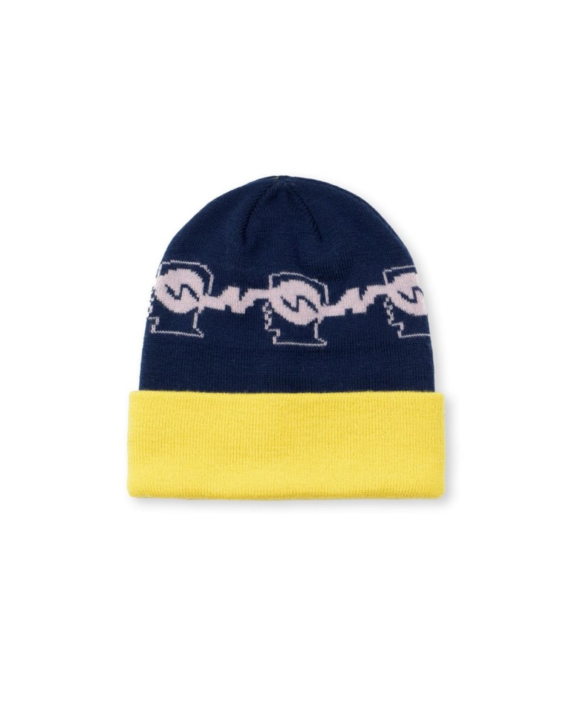 Navy Brain Dead Running Logo Head Wool Beanie | USA AHCG37069