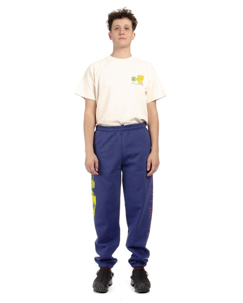 Navy Brain Dead Seeing Double Sweat Pant | USA XDGQ61490